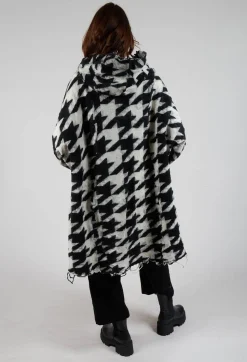 Rundholz Mainline Coats^Longline Hooded Cardigan in Black Bone Jacquard