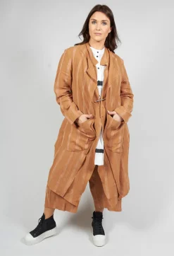 Moyuru Jackets^Longline Jacket with Double Lapel in Brown
