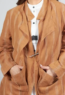 Moyuru Jackets^Longline Jacket with Double Lapel in Brown