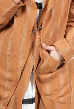 Moyuru Jackets^Longline Jacket with Double Lapel in Brown