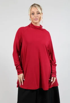 Moyuru Tops^Longline Jersey Top in Red