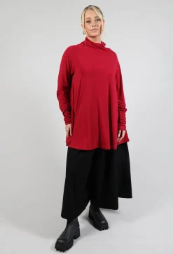 Moyuru Tops^Longline Jersey Top in Red
