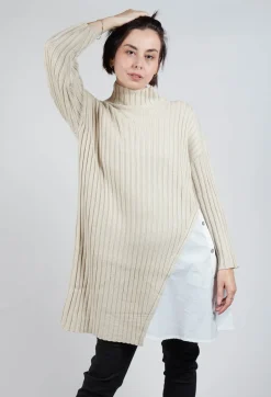 Bitte Kai Rand Jumpers^Longline Jumper with Shirt Detail in Cream