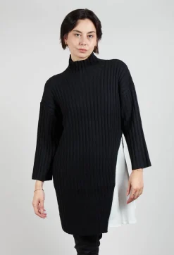 Bitte Kai Rand Jumpers^Longline Jumper with Shirt Detail in Black