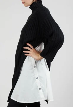 Bitte Kai Rand Jumpers^Longline Jumper with Shirt Detail in Black
