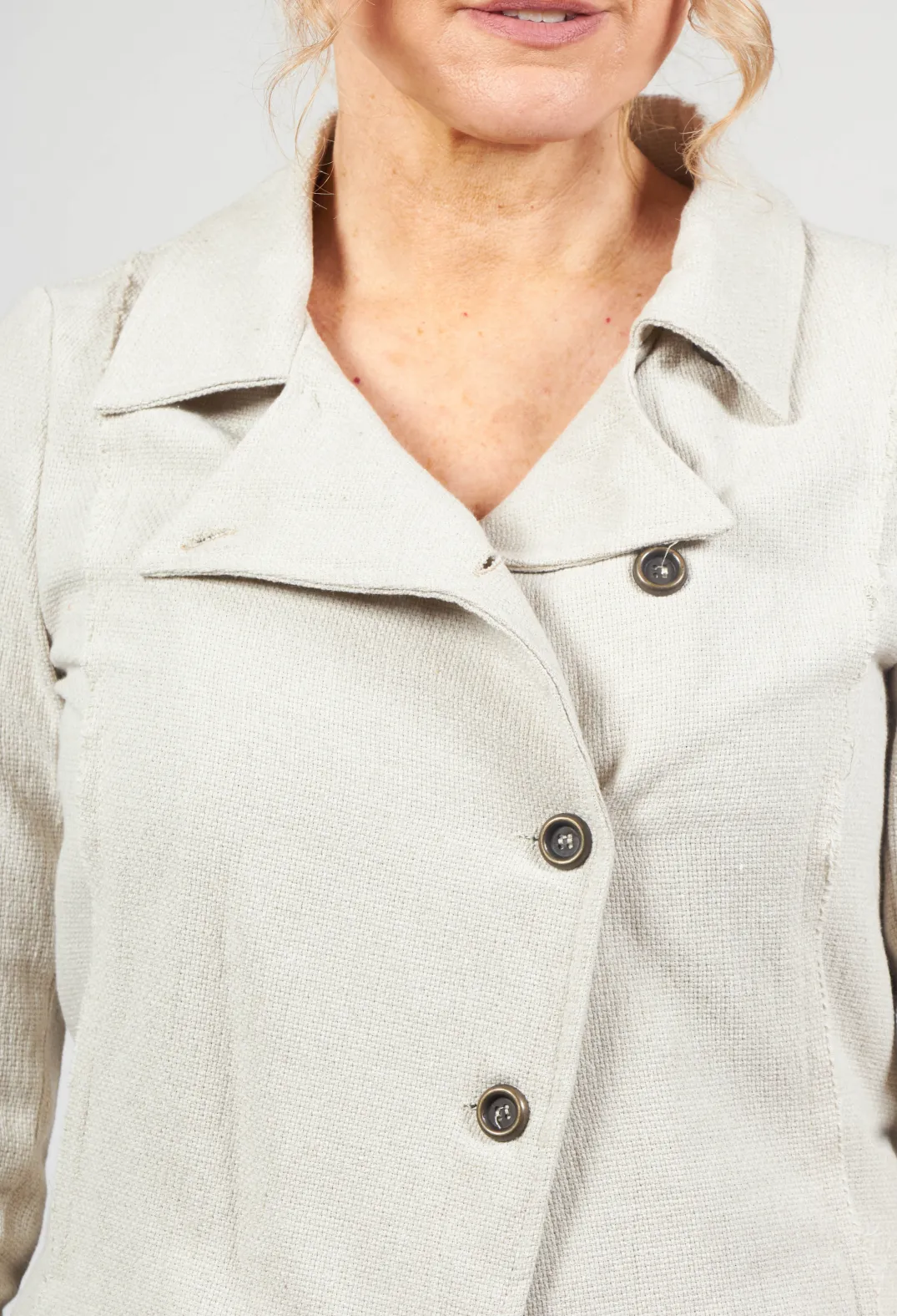 Sanctamuerte Jackets^Longline Layered Jacket in Ecru
