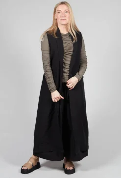 Isabel Benenato Jackets^Longline Linen Waistcoat in Black
