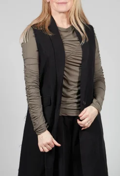 Isabel Benenato Jackets^Longline Linen Waistcoat in Black