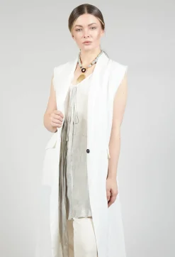 Isabel Benenato Jackets^Longline Linen Waistcoat in White