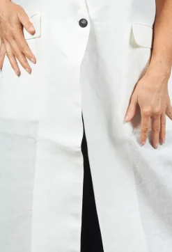 Isabel Benenato Jackets^Longline Linen Waistcoat in White