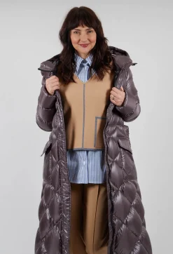 Beatrice B Coats^Longline Puffer Coat in Mud