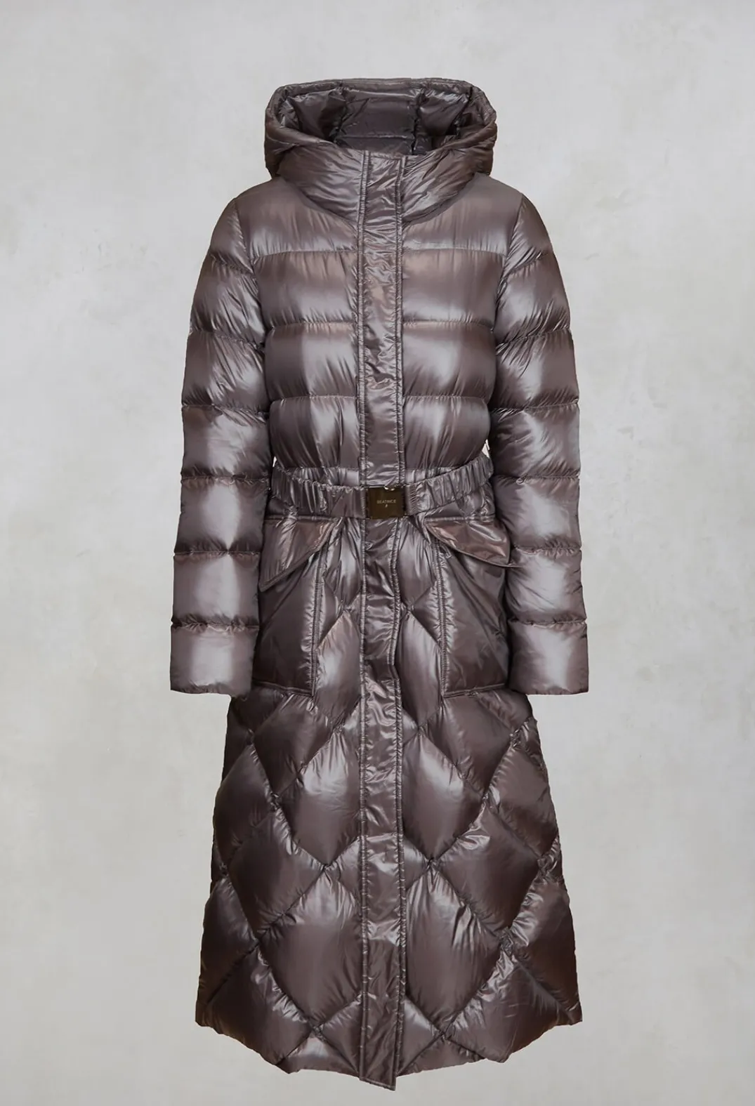 Beatrice B Coats^Longline Puffer Coat in Mud
