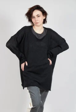 Rundholz Mainline Jumpers^Longline Relaxed Knit in Black Sparkle