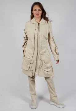 Rundholz Mainline Coats^Longline Ruched Coat in Bone