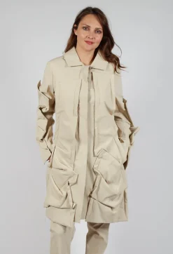 Rundholz Mainline Coats^Longline Ruched Coat in Bone