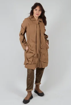 Rundholz Mainline Coats^Longline Ruched Coat in Camel