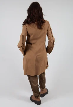 Rundholz Mainline Coats^Longline Ruched Coat in Camel
