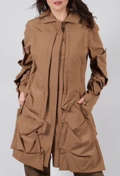 Rundholz Mainline Coats^Longline Ruched Coat in Camel