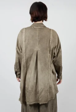 Sanctamuerte Tops^Longline Shirt in Cotone Tinto Freddo Green Tuscany