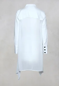 Nijii Shirts & Blouses^Longline Shirt with Contrasting Flat Buttons in White