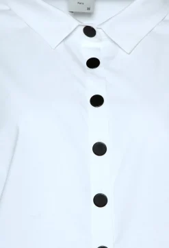 Nijii Shirts & Blouses^Longline Shirt with Contrasting Flat Buttons in White