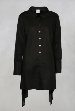 Nijii Shirts & Blouses^Longline Shirt with Flat Buttons in Black