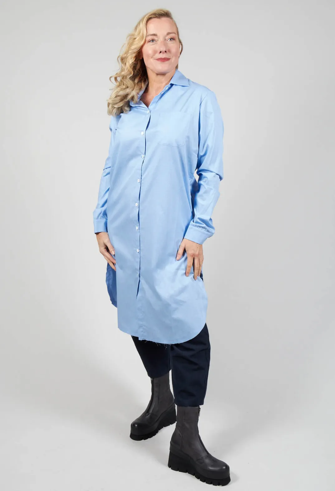 Marc Point Shirts & Blouses^Longline Stripe Shirt in Blue