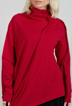Moyuru Jumpers^Longline Structred Top in Red