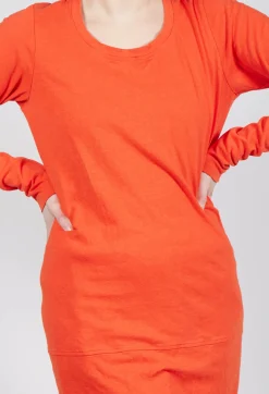 Rundholz Dip Tops^Longline Top with Rounded Hem in Mandarine