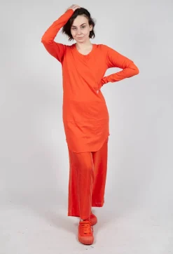 Rundholz Dip Tops^Longline Top with Rounded Hem in Mandarine