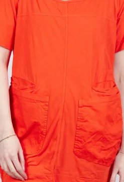 Rundholz Dip Tops^Longline T-Shirt with Front Patch Pockets in Mandarine