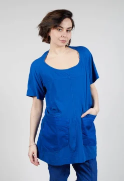 Rundholz Dip Tops^Longline T-Shirt with Front Patch Pockets in Royal