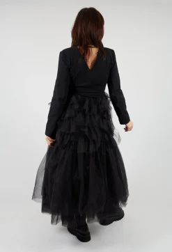 Pluslavie Jackets^Longline Tulle Coat in Black