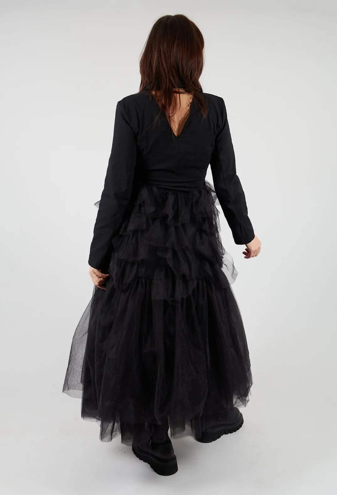 Pluslavie Jackets^Longline Tulle Coat in Black