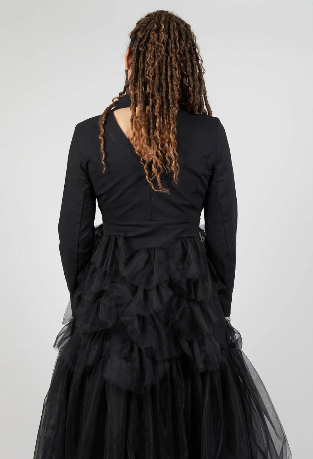 Pluslavie Jackets^Longline Tulle Coat in Black