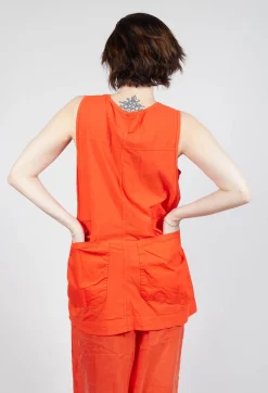 Rundholz Dip Tops^Longline Vest Top with Back Patch Pockets in Mandarine