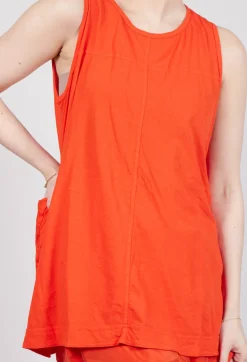 Rundholz Dip Tops^Longline Vest Top with Back Patch Pockets in Mandarine
