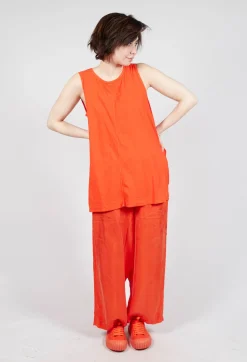 Rundholz Dip Tops^Longline Vest Top with Back Patch Pockets in Mandarine