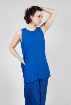 Rundholz Dip Tops^Longline Vest Top with Back Patch Pockets in Royal (Pictured in Greige)