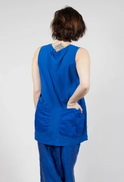 Rundholz Dip Tops^Longline Vest Top with Back Patch Pockets in Royal (Pictured in Greige)