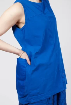 Rundholz Dip Tops^Longline Vest Top with Back Patch Pockets in Royal (Pictured in Greige)