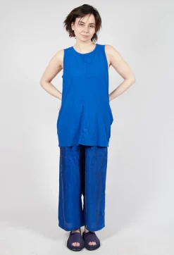 Rundholz Dip Tops^Longline Vest Top with Back Patch Pockets in Royal (Pictured in Greige)