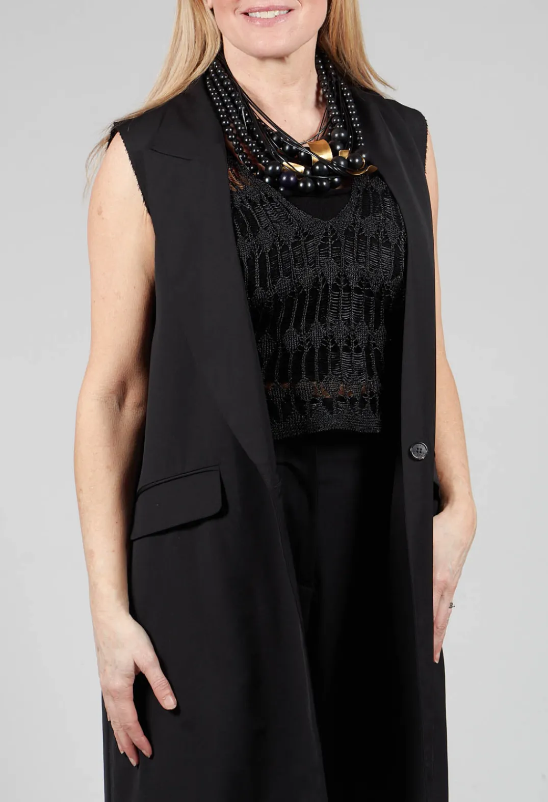 Isabel Benenato Jackets^Longline Waistcoat in Black