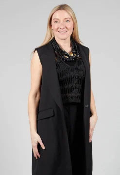 Isabel Benenato Jackets^Longline Waistcoat in Black