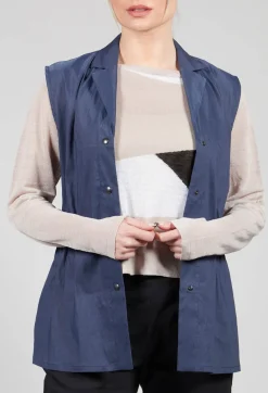 Sarah Pacini Jackets^Longline Waistcoat in Midnight Blue