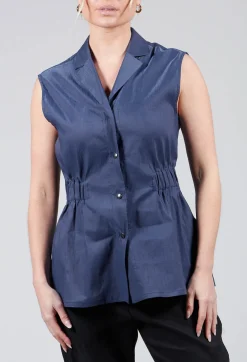 Sarah Pacini Jackets^Longline Waistcoat in Midnight Blue