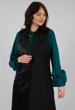 Mei Meij Jackets^Longline Waistcoat in Nero