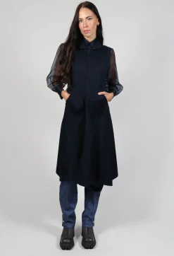 Xenia Design Jackets^Longline Zip up Jacket in Dark Blue