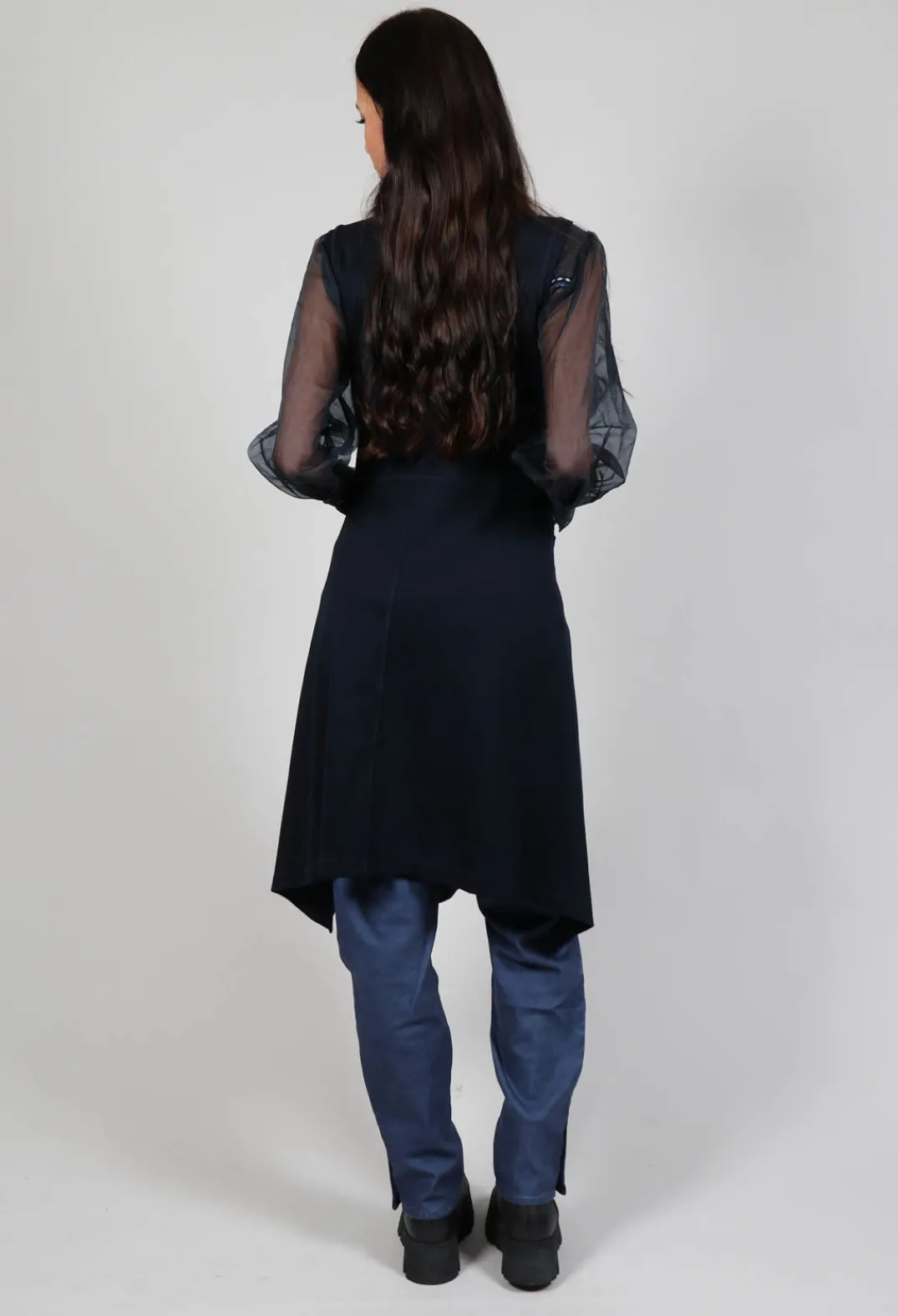 Xenia Design Jackets^Longline Zip up Jacket in Dark Blue