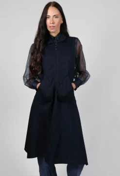 Xenia Design Jackets^Longline Zip up Jacket in Dark Blue